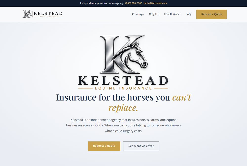 Kelstead insurance website screenshot