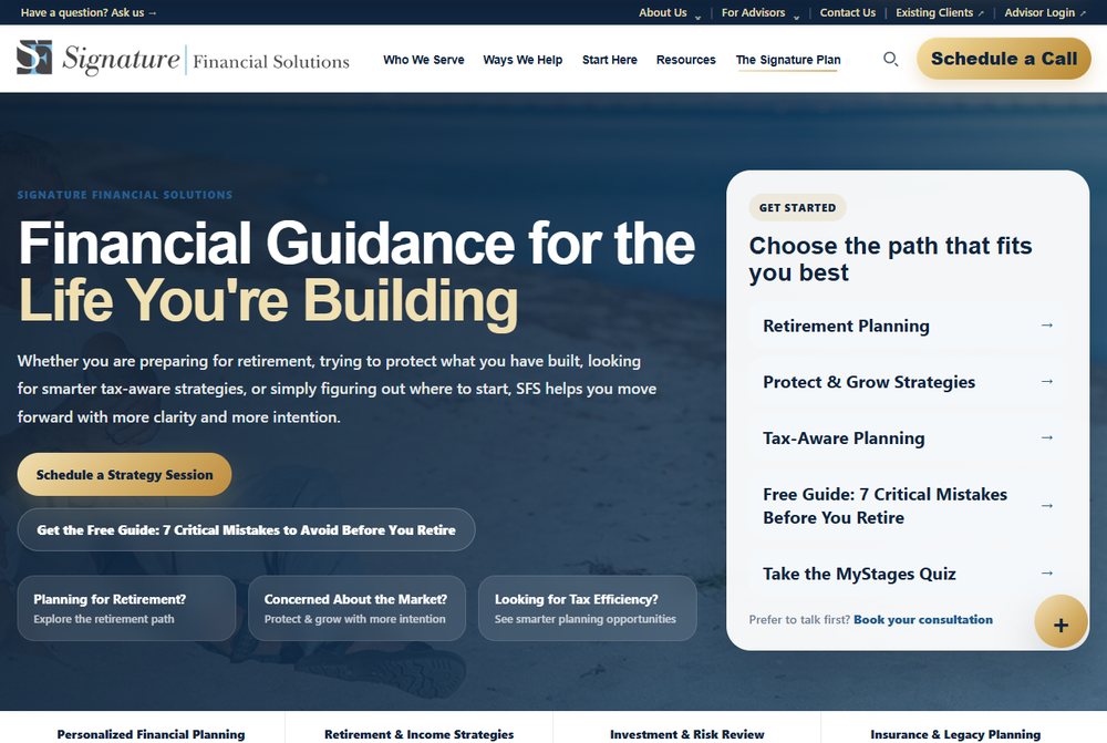 Signature Financial Solutions website screenshot
