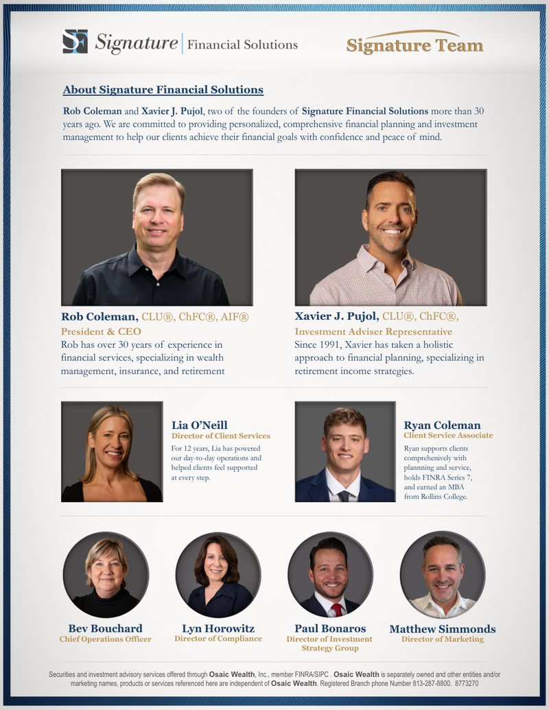 The Signature Plan marketing piece